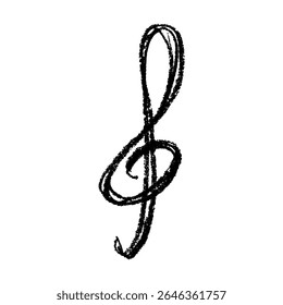 Treble clef doodle. Hand drawn musical symbol. Single element for print, web, design, decor, logo