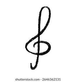 Treble clef doodle. Hand drawn musical symbol. Single element for print, web, design, decor, logo