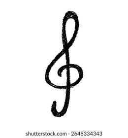 Treble clef doodle. Hand drawn musical symbol. Single element for print, web, design, decor, logo