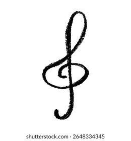 Treble clef doodle. Hand drawn musical symbol. Single element for print, web, design, decor, logo