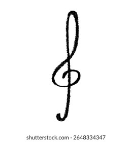 Treble clef doodle. Hand drawn musical symbol. Single element for print, web, design, decor, logo