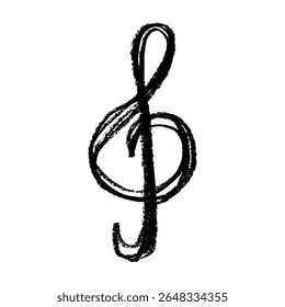 Treble clef doodle. Hand drawn musical symbol. Single element for print, web, design, decor, logo