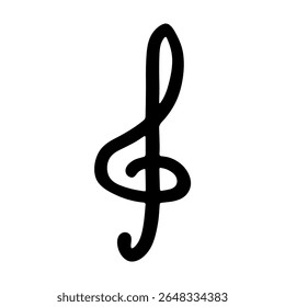 Treble clef doodle. Hand drawn musical symbol. Single element for print, web, design, decor, logo
