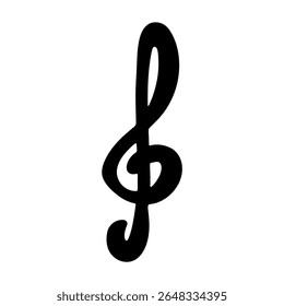 Treble clef doodle. Hand drawn musical symbol. Single element for print, web, design, decor, logo