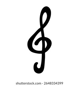 Treble clef doodle. Hand drawn musical symbol. Single element for print, web, design, decor, logo