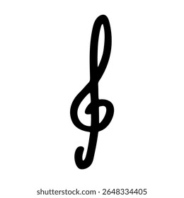 Treble clef doodle. Hand drawn musical symbol. Single element for print, web, design, decor, logo