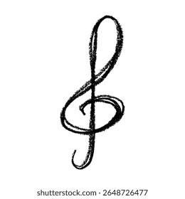 Treble clef doodle. Hand drawn musical symbol. Single element for print, web, design, decor, logo