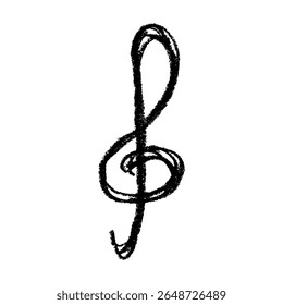 Treble clef doodle. Hand drawn musical symbol. Single element for print, web, design, decor, logo