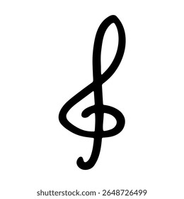 Treble clef doodle. Hand drawn musical symbol. Single element for print, web, design, decor, logo