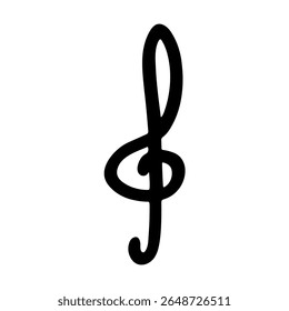 Treble clef doodle. Hand drawn musical symbol. Single element for print, web, design, decor, logo