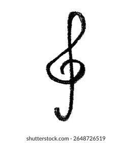 Treble clef doodle. Hand drawn musical symbol. Single element for print, web, design, decor, logo