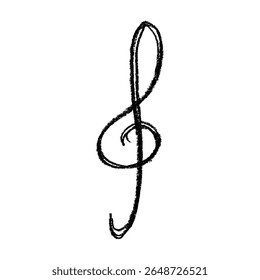 Treble clef doodle. Hand drawn musical symbol. Single element for print, web, design, decor, logo