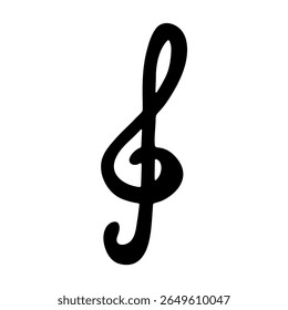 Treble clef doodle. Hand drawn musical symbol. Single element for print, web, design, decor, logo
