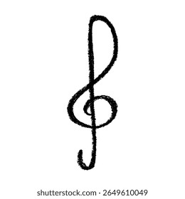 Treble clef doodle. Hand drawn musical symbol. Single element for print, web, design, decor, logo