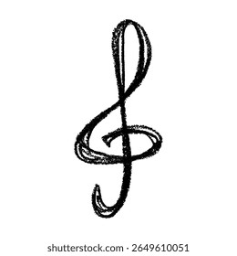 Treble clef doodle. Hand drawn musical symbol. Single element for print, web, design, decor, logo