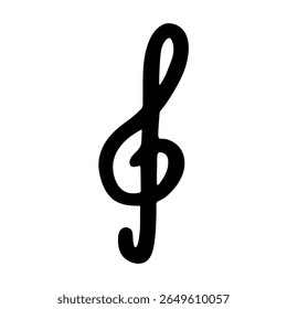 Treble clef doodle. Hand drawn musical symbol. Single element for print, web, design, decor, logo
