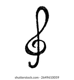 Treble clef doodle. Hand drawn musical symbol. Single element for print, web, design, decor, logo