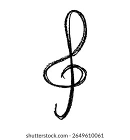 Treble clef doodle. Hand drawn musical symbol. Single element for print, web, design, decor, logo