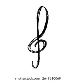 Treble clef doodle. Hand drawn musical symbol. Single element for print, web, design, decor, logo