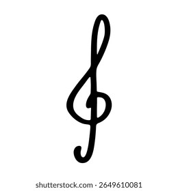 Treble clef doodle. Hand drawn musical symbol. Single element for print, web, design, decor, logo