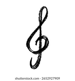 Treble clef doodle. Hand drawn musical symbol. Single element for print, web, design, decor, logo