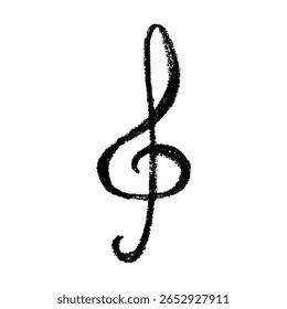 Treble clef doodle. Hand drawn musical symbol. Single element for print, web, design, decor, logo