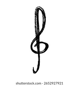 Treble clef doodle. Hand drawn musical symbol. Single element for print, web, design, decor, logo