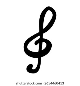 Doodle clave de agudos. Símbolo musical dibujado a mano. Elemento único para la impresión, Web, diseño, decoración, logotipo