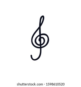 treble clef doodle icon, vector illustration