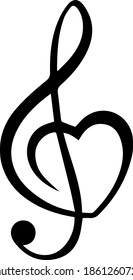 Treble Clef In The Form Of Heart