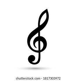 Treble clef. G Schlüssel. Symbol der Musik. Schwarzes Symbol.