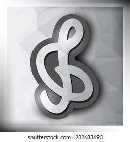 Treble clef geometric polygonal icon. Vector illustration.