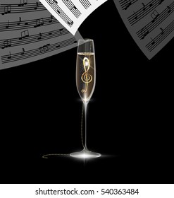 treble clef in the glass