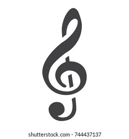 Treble Clef glyph icon, music and instrument, note sign vector graphics, a solid pattern on a white background, eps 10.