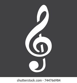 Treble Clef glyph icon, music and instrument, note sign vector graphics, a solid pattern on a black background, eps 10.