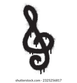 Treble clef graffiti with black spray paint