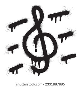 Treble clef graffiti with black spray paint	