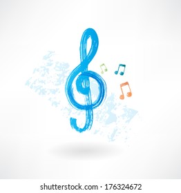 treble clef grunge icon