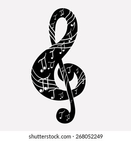 Treble clef in grunge.Vector.Eps 8