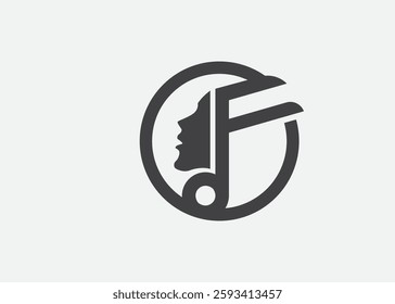 Treble Clef with head an letter F , Singer Vocal Choir with Music Notes 