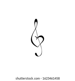 Treble clef, heart illustration. Simple flat vector of valentine's day icons for ui and ux, website or mobile application