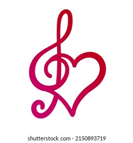 treble clef heart vector icon music love logo deisgn