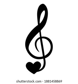 Treble Clef Heart Vector Illustration Isolated Stock Vector (Royalty ...