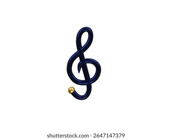 treble clef icon 3d illustration render