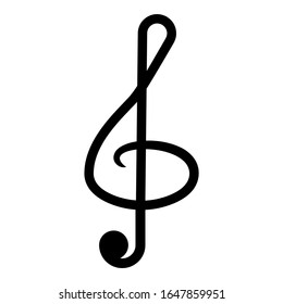 Treble clef icon black color vector illustration flat style image