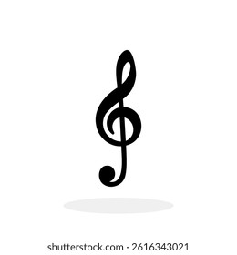 Treble clef icon. Black treble clef icon isolated on white background. Vector illustration.