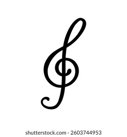 Treble Clef Icon – Black Music Symbol on White Background