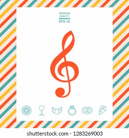 Treble clef icon. Graphic elements for your design