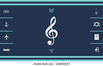 Treble clef icon. Graphic elements for your design