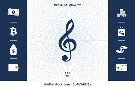 Treble clef icon. Graphic elements for your design